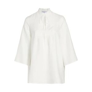 Harshman‎ NEW Aras Linen Tunic Dress White Split-Neck Bell Sleeve Size Medium